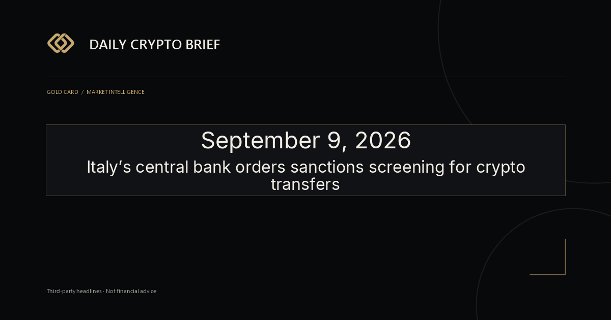 Gold Card Daily Crypto Brief
